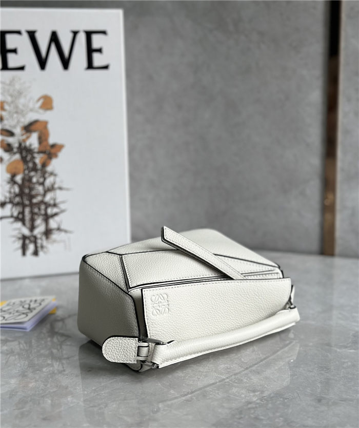 Mini Puzzle bag in soft grained calfskin White High