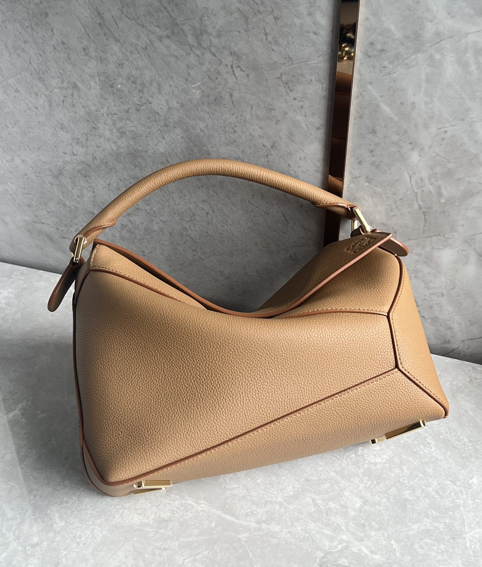 Puzzle bag 29cm in soft grained calfskin Caramel High