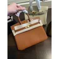 Hermes Birkin Touch 25/30cm Bag Togo and Crocodile Leather In Gold WAX High