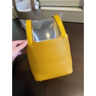 Hermes Picotin Lock 18 Bag TC and Crocodile Leather In Jaune Ambre WAX High