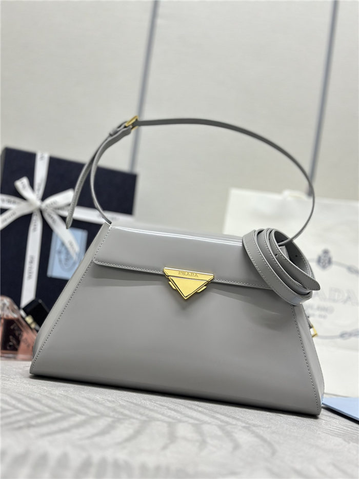 Prada Large brushed leather handbag 1BD342 Grey High