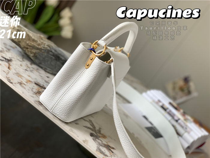 Louis Vuitton Capucines Mini Bag Taurillon Leather M55985 White High