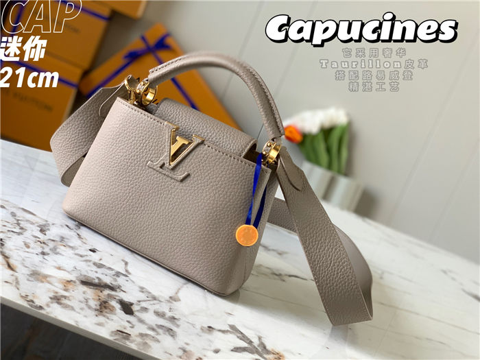 Louis Vuitton Capucines Mini Bag Taurillon Leather M55985 Taupe High