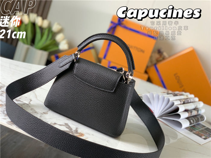 Louis Vuitton Capucines Mini Bag Taurillon Leather M55985 Black-Silver High