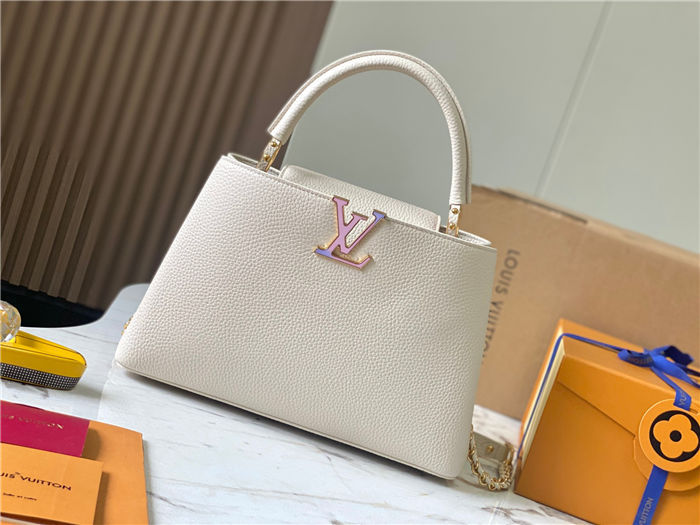 Louis Vuitton Capucines MM Bag Taurillon Leather M23084 White High