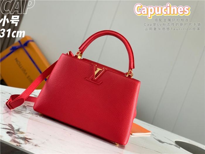 Louis Vuitton Capucines MM Bag Taurillon Leather M42259 Red High