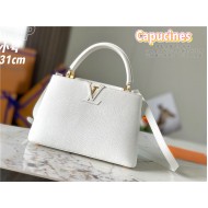 Louis Vuitton Capucines MM Bag Taurillon Leather M42259 White High