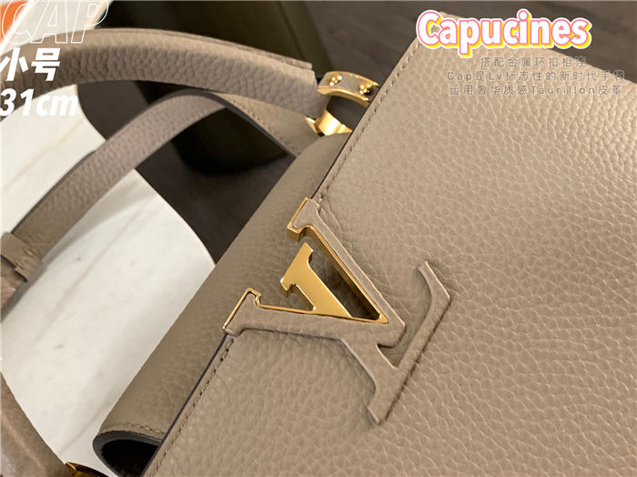 Louis Vuitton Capucines MM Bag Taurillon Leather M42259 Taupe High