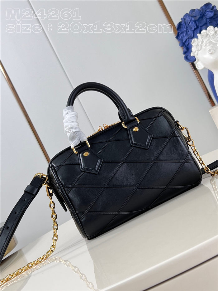 Louis Vuitton SPEEDY BANDOULIÈRE 20 Malletage Leather M24261 Black High