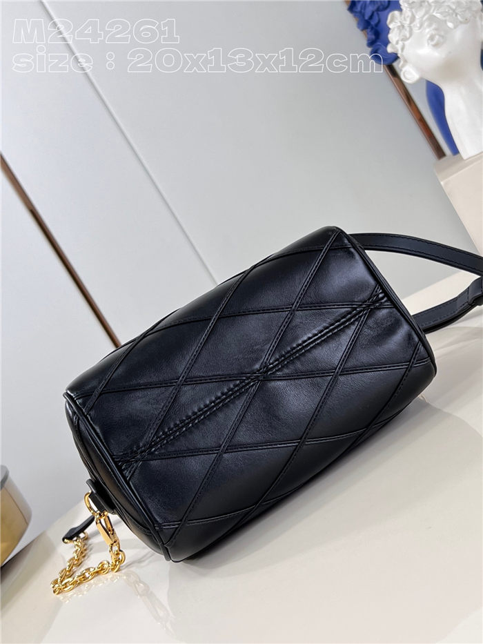 Louis Vuitton SPEEDY BANDOULIÈRE 20 Malletage Leather M24261 Black High