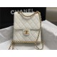 Chanel CHAIN BACKPACK Grained Calfskin & Gold-Tone Metal AS4490 White A