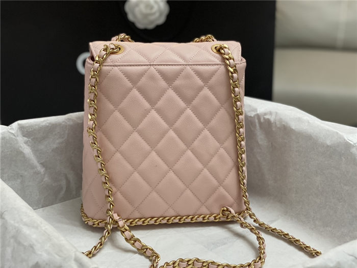 Chanel CHAIN BACKPACK Grained Calfskin & Gold-Tone Metal AS4490 Pink A