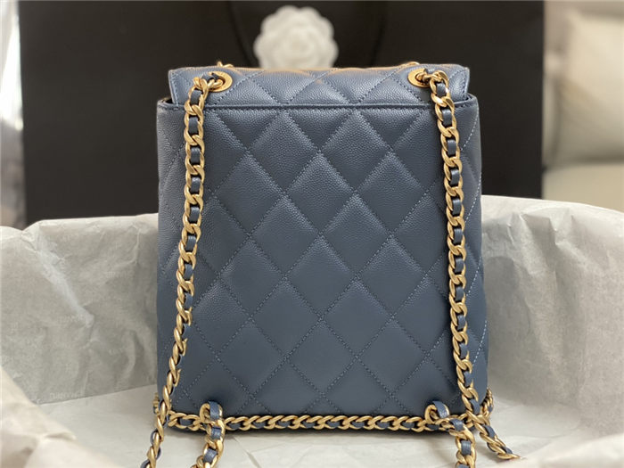 Chanel CHAIN BACKPACK Grained Calfskin & Gold-Tone Metal AS4490 Blue A