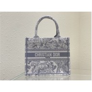 SMALL Dior BOOK TOTE Toile de Jouy Embroidery Grey High