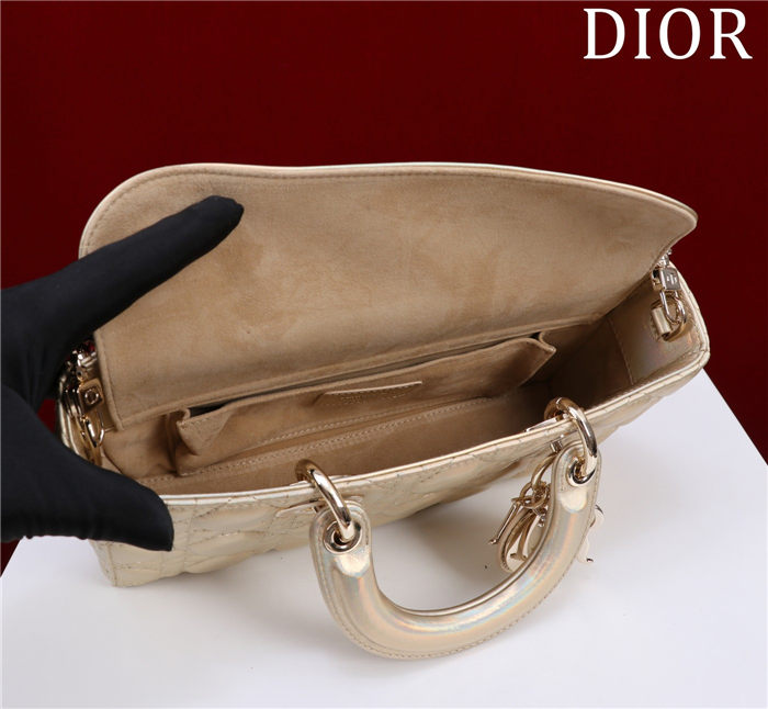 LADY D-JOY BAG MEDIUM Cannage Lambskin Gold High