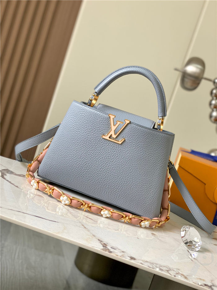 Louis Vuitton Capucines BB Bag Taurillon Leather M23280 Grey Blue High