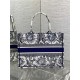 MEDIUM Dior BOOK TOTE Toile de Jouy Soleil Embroidery Blue High