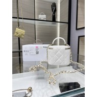 Chanel SMALL VANITY WITH CHAIN AP2198 Lambskin & Gold-Tone Metal White High