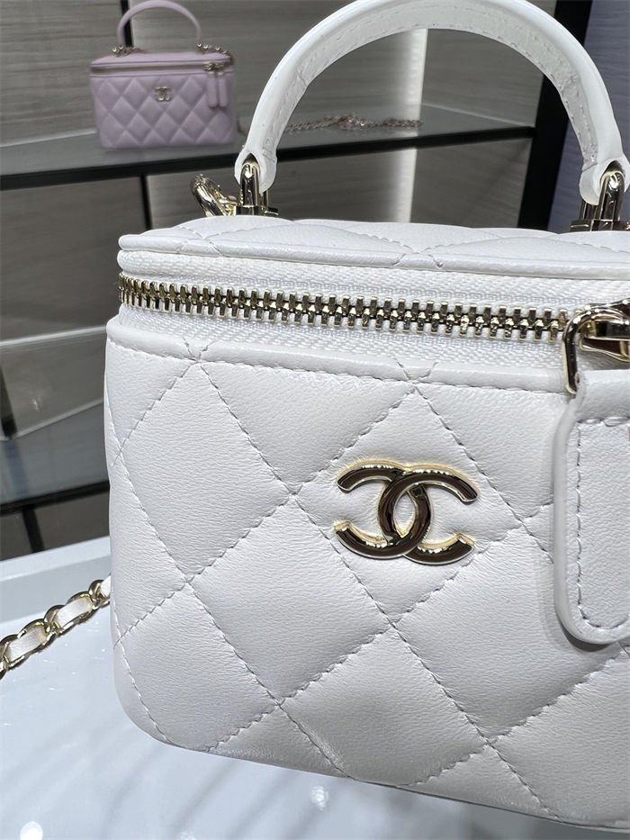 Chanel SMALL VANITY WITH CHAIN AP2198 Lambskin & Gold-Tone Metal White High