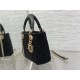 MINI LADY Dior BAG Cannage Cotton with Micropearl Embroidery Black High