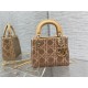 MINI LADY Dior BAG Cannage Cotton with Micropearl Embroidery Beige High