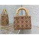 MINI LADY Dior BAG Cannage Cotton with Micropearl Embroidery Beige High