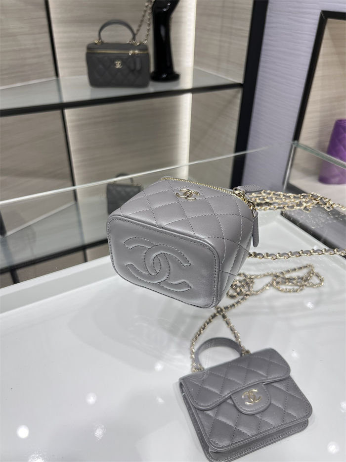 Chanel SMALL VANITY WITH CHAIN AP2198 Lambskin & Gold-Tone Metal Grey High