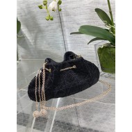 Dior DREAM BUCKET BAG Cannage Cotton with Micropearl Embroidery Black High