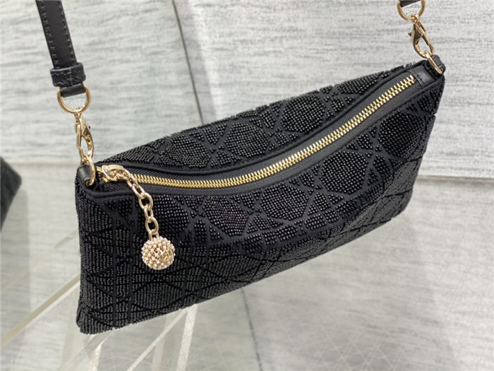 Dior DREAM POUCH Cannage Cotton with Micropearl Embroidery Black High