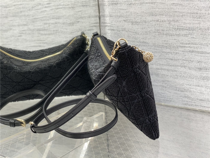 Dior DREAM POUCH Cannage Cotton with Micropearl Embroidery Black High