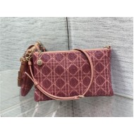 Dior DREAM POUCH Cannage Cotton with Micropearl Embroidery Pink High