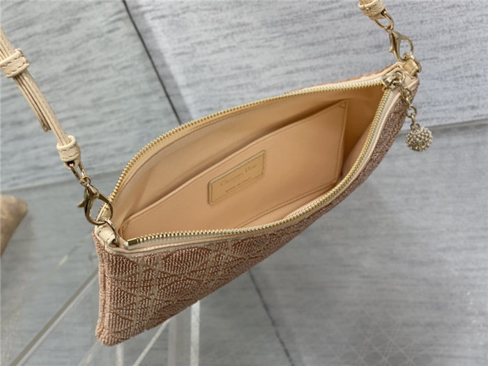 Dior DREAM POUCH Cannage Cotton with Micropearl Embroidery Beige High