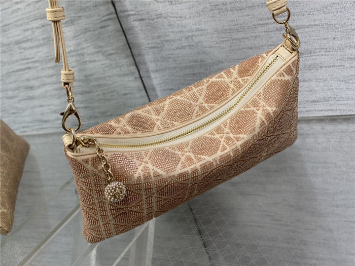 Dior DREAM POUCH Cannage Cotton with Micropearl Embroidery Beige High