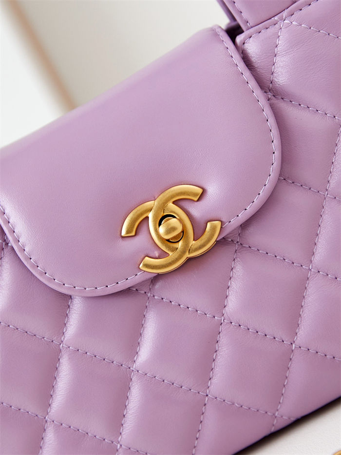 Chanel MINI SHOPPING BAG AS4416 Shiny Aged Calfskin & Gold-Tone Metal Purple High