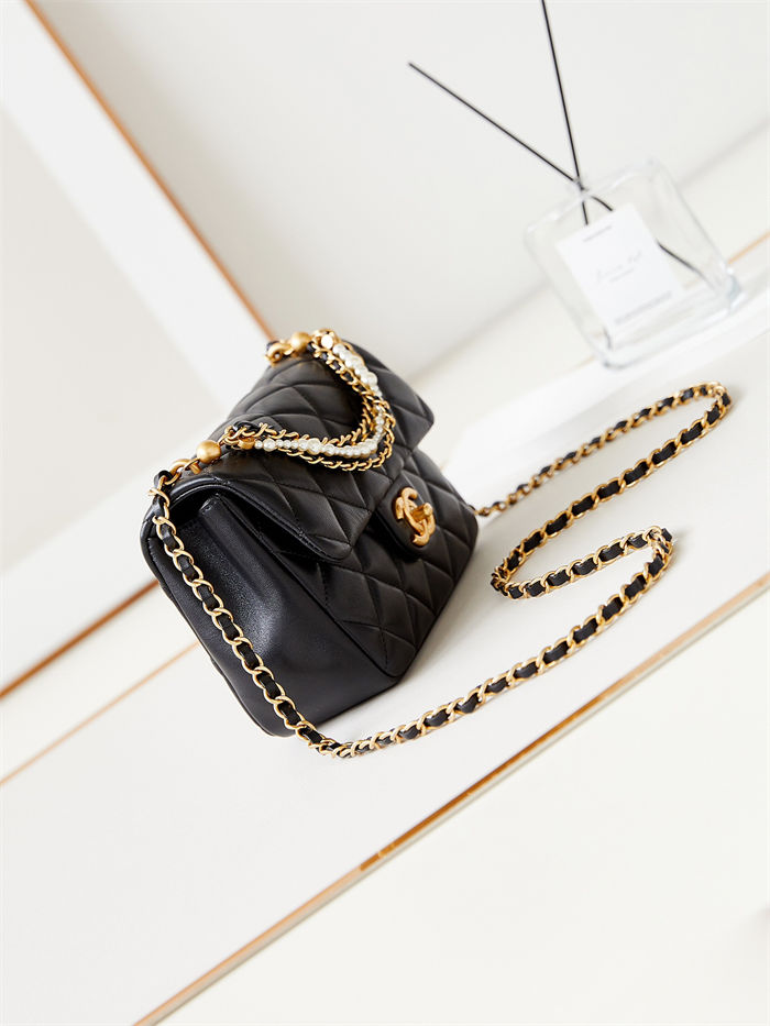 Chanel MINI FLAP BAG AS4384 Lambskin & Gold-Tone Metal Black High