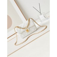 Chanel MINI FLAP BAG AS4384 Lambskin & Gold-Tone Metal White High