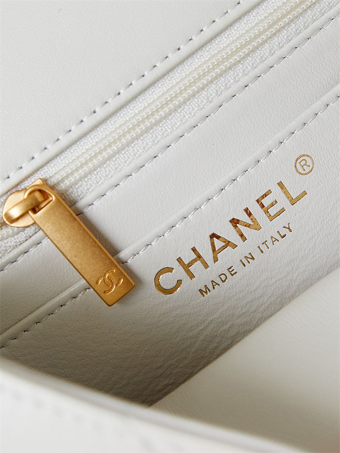 Chanel MINI FLAP BAG AS4384 Lambskin & Gold-Tone Metal White High