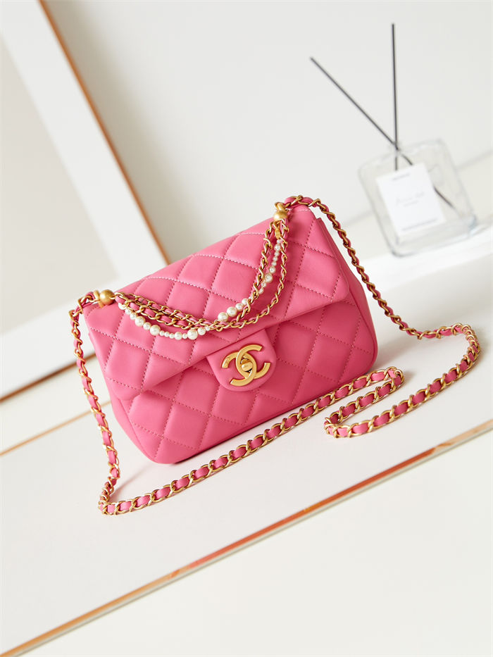 Chanel MINI FLAP BAG AS4384 Lambskin & Gold-Tone Metal Pink High