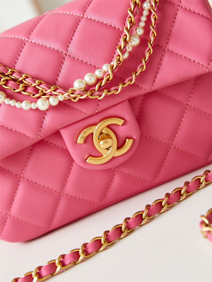 Chanel MINI FLAP BAG AS4384 Lambskin & Gold-Tone Metal Pink High