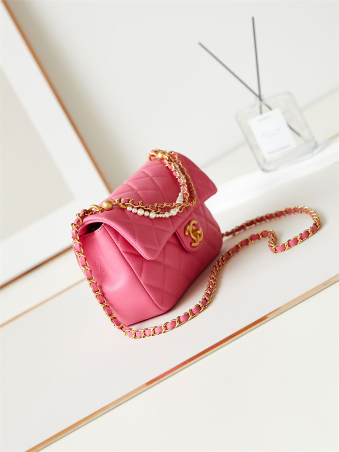 Chanel MINI FLAP BAG AS4384 Lambskin & Gold-Tone Metal Pink High