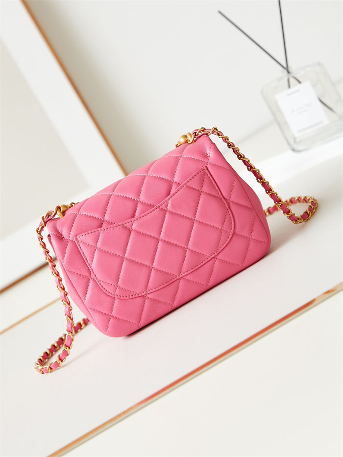 Chanel MINI FLAP BAG AS4384 Lambskin & Gold-Tone Metal Pink High