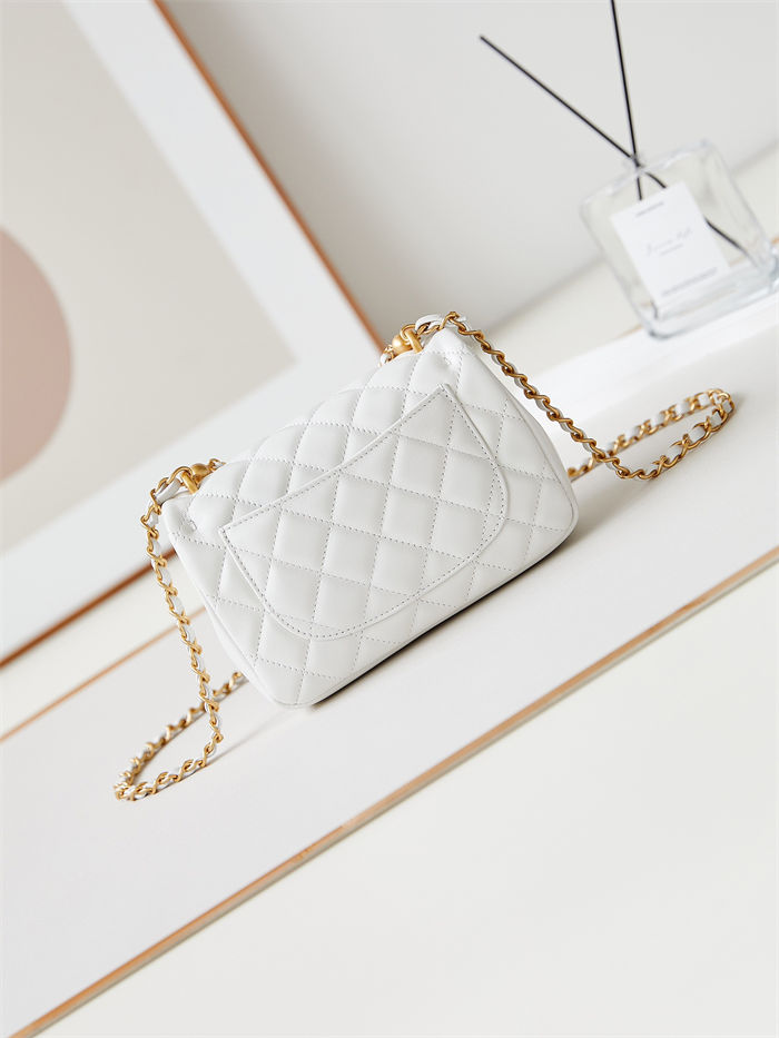 Chanel MINI FLAP BAG AS4385 Lambskin & Gold-Tone Metal White High