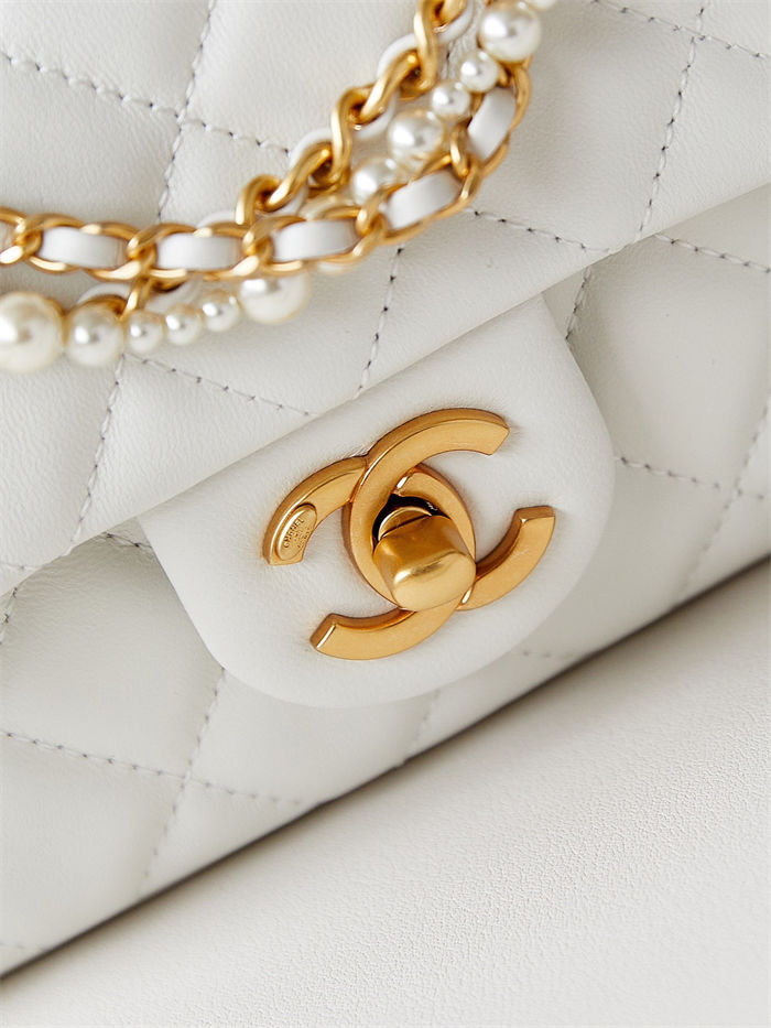 Chanel MINI FLAP BAG AS4385 Lambskin & Gold-Tone Metal White High