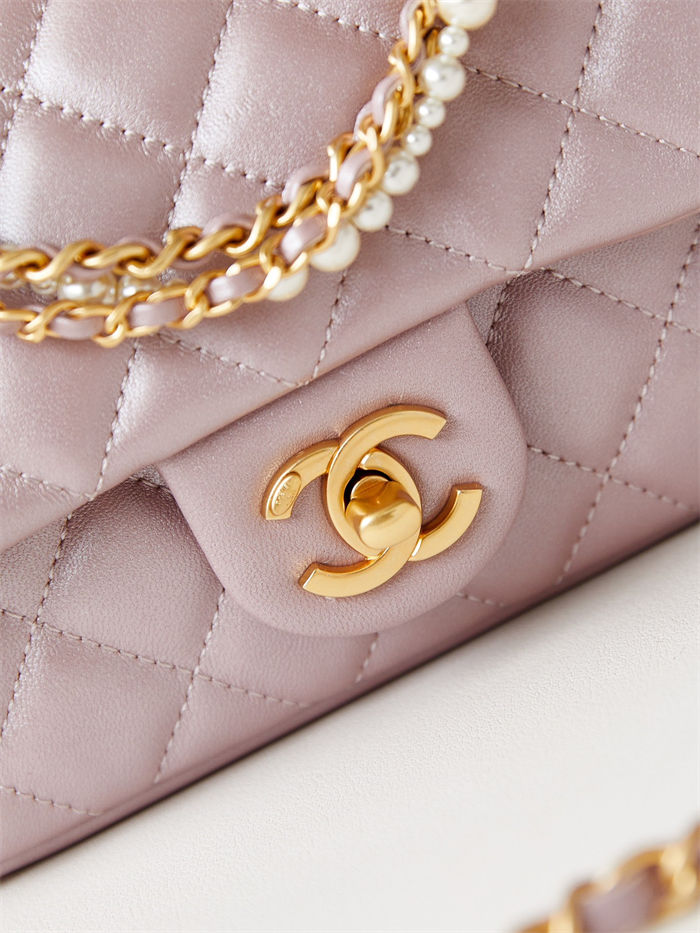 Chanel MINI FLAP BAG AS4385 Lambskin & Gold-Tone Metal Pink High