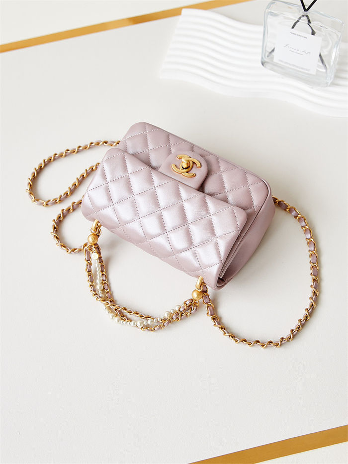 Chanel MINI FLAP BAG AS4385 Lambskin & Gold-Tone Metal Pink High