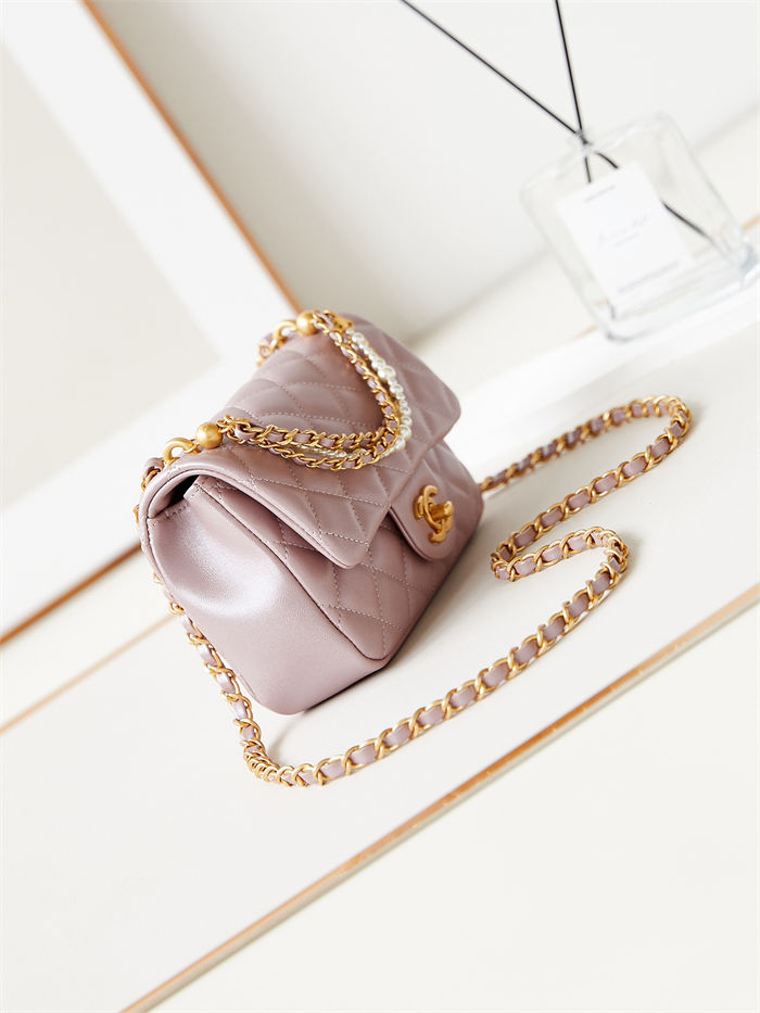 Chanel MINI FLAP BAG AS4385 Lambskin & Gold-Tone Metal Pink High