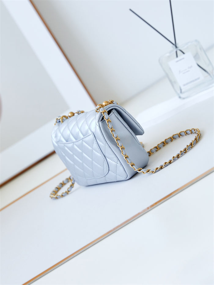 Chanel MINI FLAP BAG AS4385 Lambskin & Gold-Tone Metal Blue High