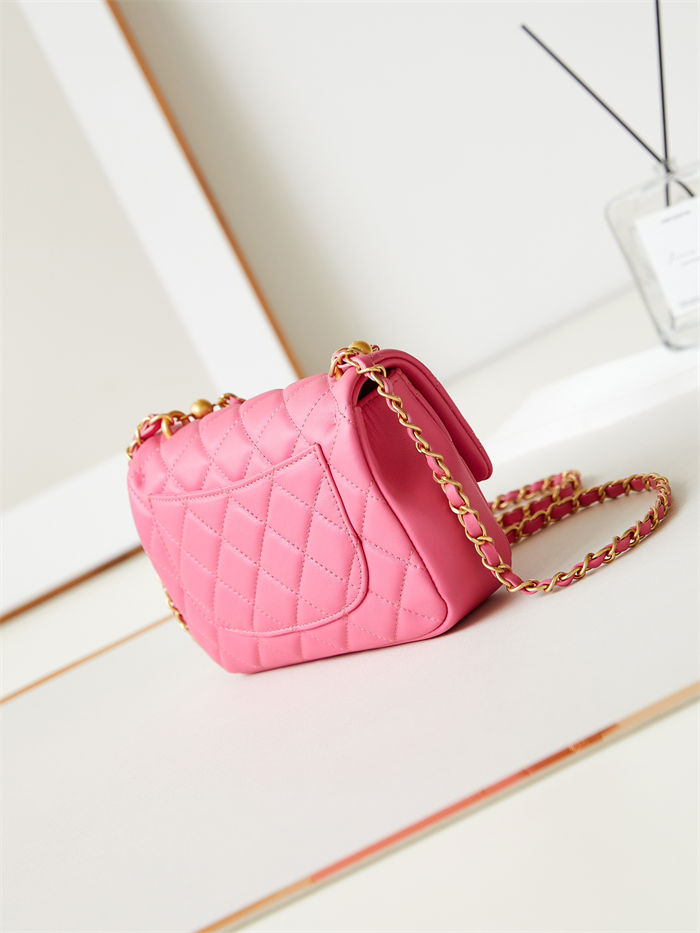 Chanel MINI FLAP BAG AS4385 Lambskin & Gold-Tone Metal Pink High