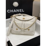 Chanel Hobo handbag AS4743 Shiny calfskin & gold-tone metal White High