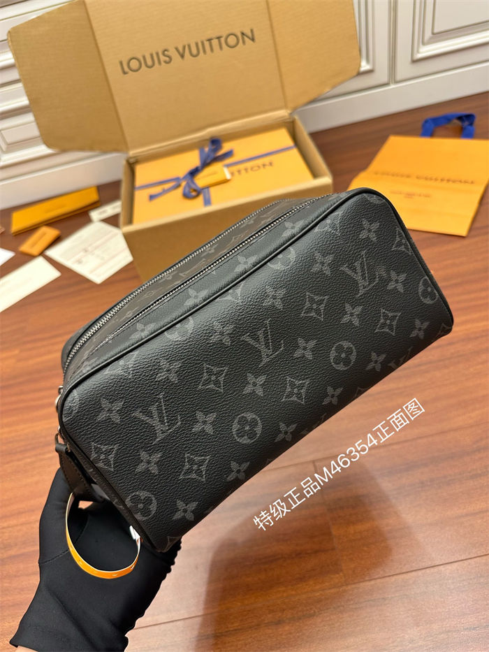 Louis Vuitton DOPP KIT TOILET POUCH Monogram Eclipse coated canvas M46354 Top